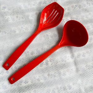 Rosti 2 Vintage Bright Red Cooking Serving Utensils Melamine Denmark Lehmann